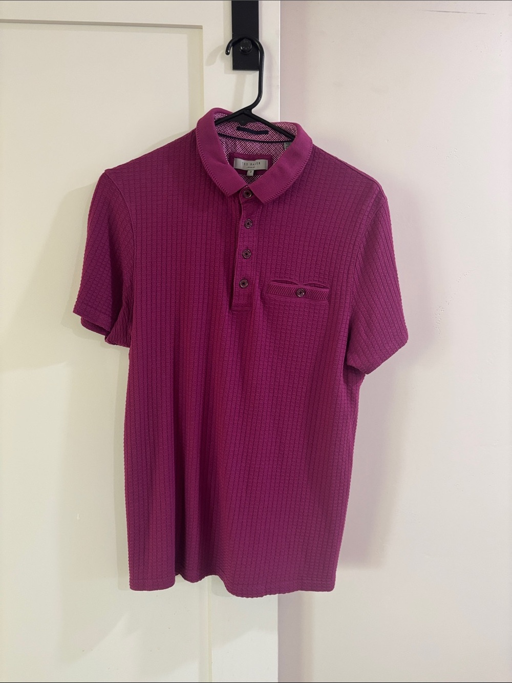 Ted Baker purple textured knit polo. Men's M. Like new condition. Very sharp!